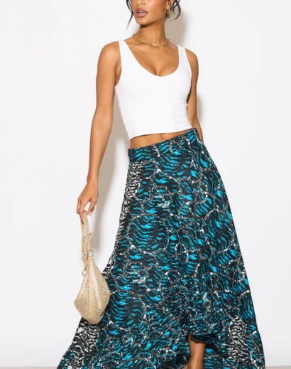 Maya Blue High Low Maxi Skirt