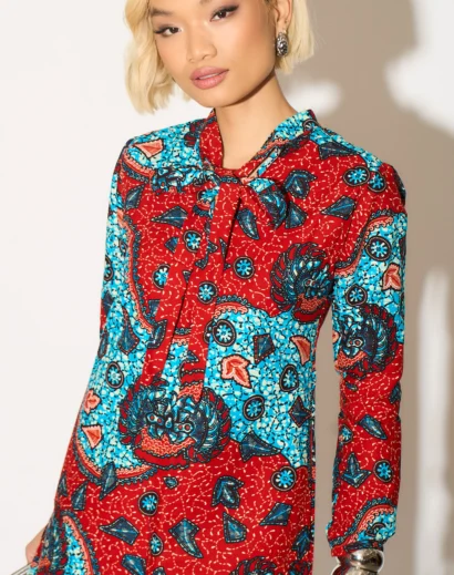 Nadia Mini Dress in Blue Print