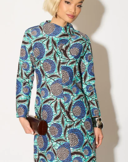 Ella Floral Print High Neck Dress