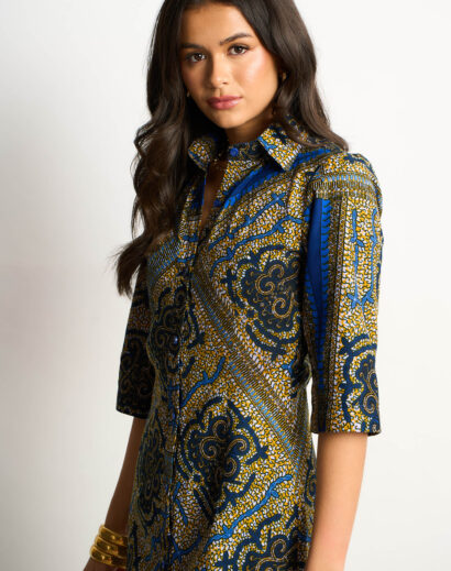 Lindsay Navy Print Shirt Dress