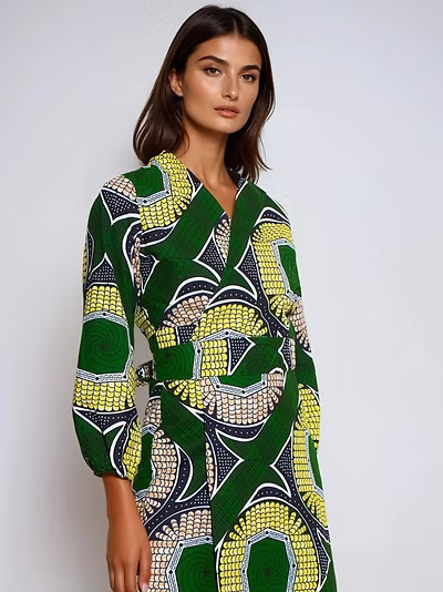Krista Mini Wrap Dress in Green 1