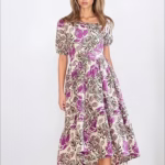 Peony High Low Maxi Dress in Purple Print