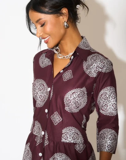Eva Brown Maxi Shirt Dress