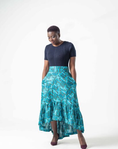 Maya Turquoise High Low Maxi Skirt