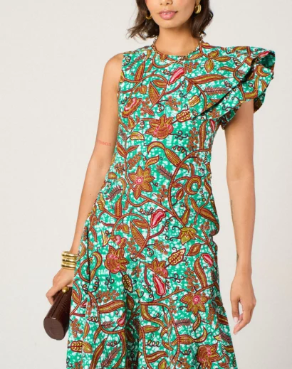Yolanda Green Ruffle Dress